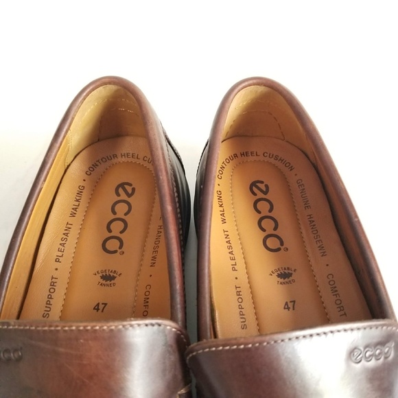 Ecco Driving Mocs Loafers Drivers Casual Shoes Brown Leather Slip On